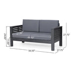Louver Outdoor Acacia Wood Outdoor 4pc Chat Set with Cushions by Christopher Knight Home