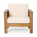 Louver Outdoor Acacia Wood Outdoor 4pc Chat Set with Cushions by Christopher Knight Home