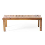 Louver Outdoor Acacia Wood Outdoor 4pc Chat Set with Cushions by Christopher Knight Home