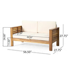 Louver Outdoor Acacia Wood Outdoor 4pc Chat Set with Cushions by Christopher Knight Home