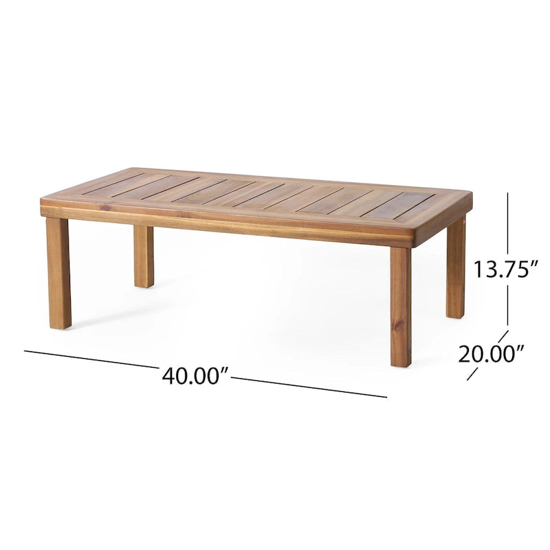 Louver Outdoor Acacia Wood Outdoor 4pc Chat Set with Cushions by Christopher Knight Home