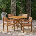 Set da pranzo da esterni Stamford a 5 pezzi in legno di acacia con base a X di Christopher Knight Home