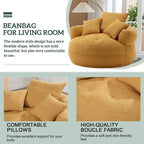 Boucle Upholstered Tufted Barrel Accent Living Room Chair With Toss Pillows