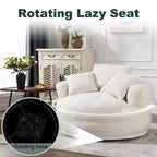 Boucle Upholstered Tufted Barrel Accent Living Room Chair With Toss Pillows