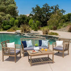 Caydon 4-piece Acacia Wood Patio Chat Set by Christopher Knight Home