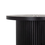 Round Wood End Table Fluted Pedestal Side Table