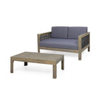 Linwood Acacia Wood and Wicker Outdoor Loveseat and Coffee Table Set with Cushions by Christopher Knight Home