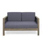 Linwood Acacia Wood and Wicker Outdoor Loveseat and Coffee Table Set with Cushions by Christopher Knight Home
