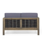 Linwood Acacia Wood and Wicker Outdoor Loveseat and Coffee Table Set with Cushions by Christopher Knight Home