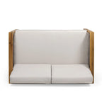 Linwood Acacia Wood and Wicker Outdoor Loveseat and Coffee Table Set with Cushions by Christopher Knight Home