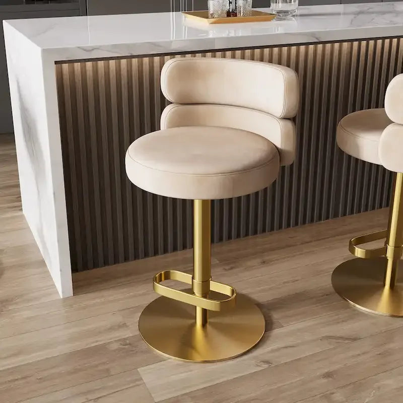 CAROCC Velvet Counter Bar stool with Height Adjustable and Swivel