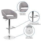 Modern Upholstered Adjustable-Height Barstool with Rounded Back