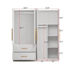 63 Wide Large Freestanding Armoire Wardrobe Cabinet with Drawers