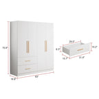 63 Wide Large Freestanding Armoire Wardrobe Cabinet with Drawers