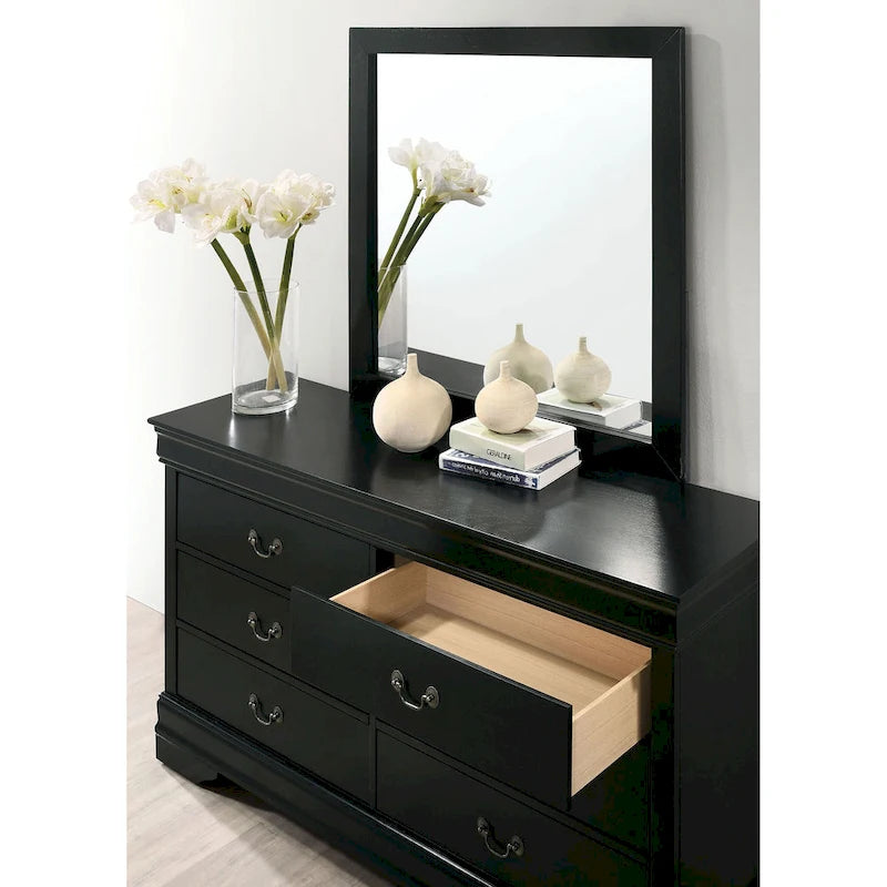 Lavina Transitional 2-piece 8-Drawer Solid Wood Dresser and Mirror Set by