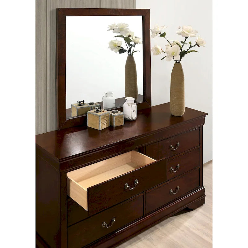 Lavina Transitional 2-piece 8-Drawer Solid Wood Dresser and Mirror Set by