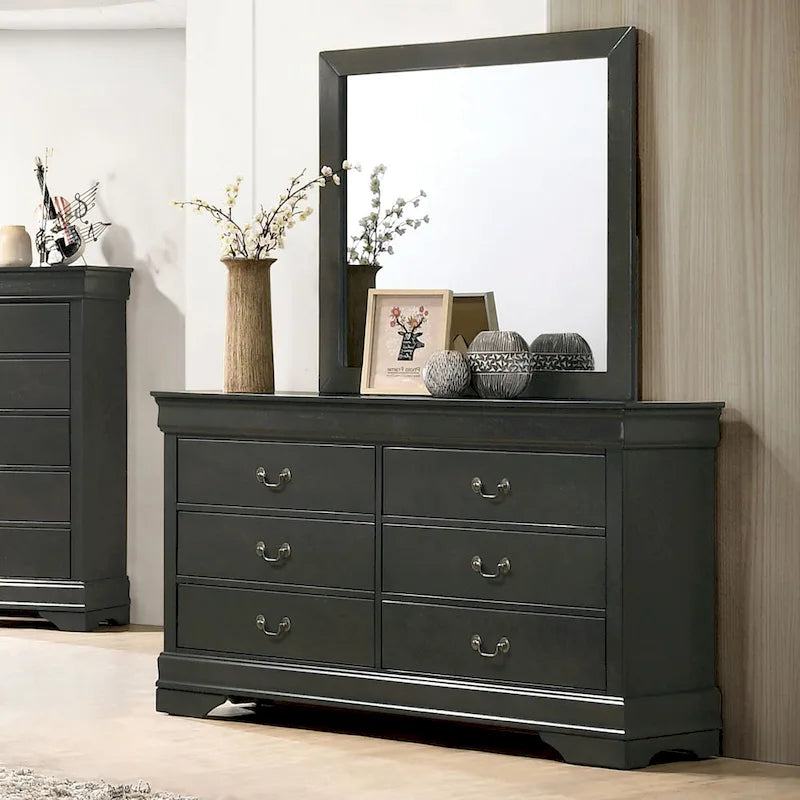 Lavina Transitional 2-piece 8-Drawer Solid Wood Dresser and Mirror Set by
