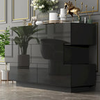 6 Drawers Dresser High Gloss Dresser Chest Off-Set Design Buffet