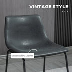HOMCOM Counter Height Bar Stools Set of 2, Vintage PU Leather Barstools with Footrest for Dining Room, Home Bar, Kitchen