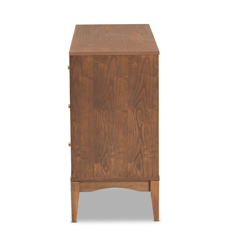 Landis Mid-Century Modern Ash Walnut Finished Wood 6-Drawer Dresser