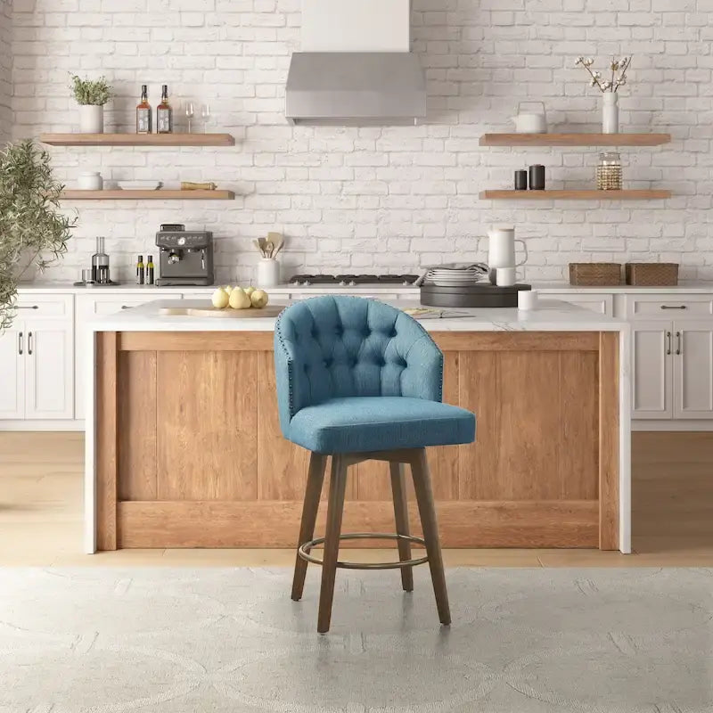 Madison Park Boyle Upholstered 360 Degree Swivel Counter Stool 26 H
