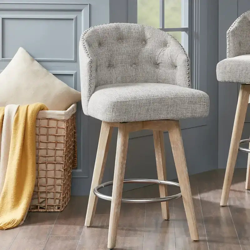 Madison Park Boyle Upholstered 360 Degree Swivel Counter Stool 26 H