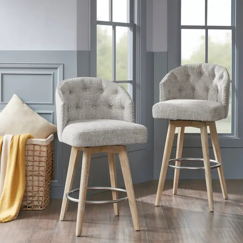 Madison Park Boyle Upholstered 360 Degree Swivel Counter Stool 26 H