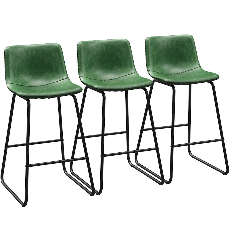 26 Counter Height Bar Stools, Modern PU Leather Counter Stools Set of 3