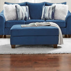 Roundhill Furniture Camero Fabric Cocktail Ottoman in Navy Blue