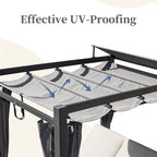Patio Aluminum Retractable Canopy Bed with Cushion & Cup Holder