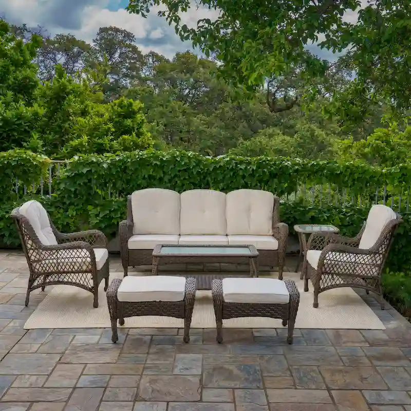 Rio Vista Sandstone Outdoor Wicker Patio Sofa Set (6-Piece)