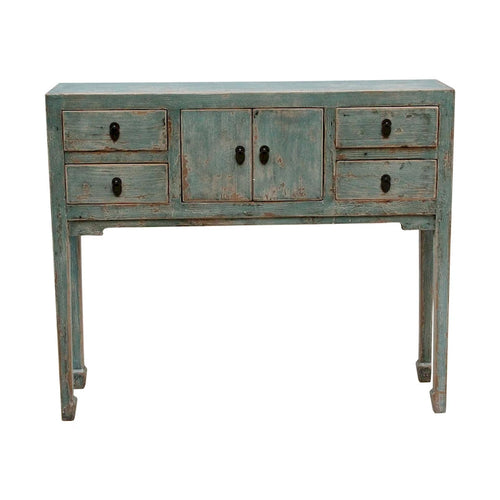 Artissance Console Table w/4 Drawers, 39 Long, Weathered Soft Aqua