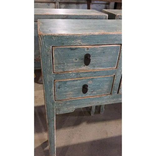 Consolle Artissance con 4 cassetti, 99 cm, color acquamarina anticato