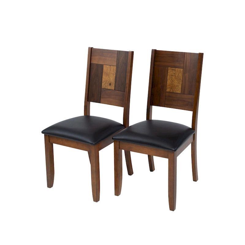 Two Tone Walnut - Ash Solid Dining Set 7 Piece
