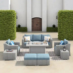 Corvus Martinka 10-pc. Wicker Patio Furniture Set w/ Rectangular Fire Pit
