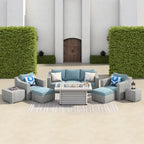 Corvus Martinka 10-pc. Wicker Patio Furniture Set w/ Rectangular Fire Pit