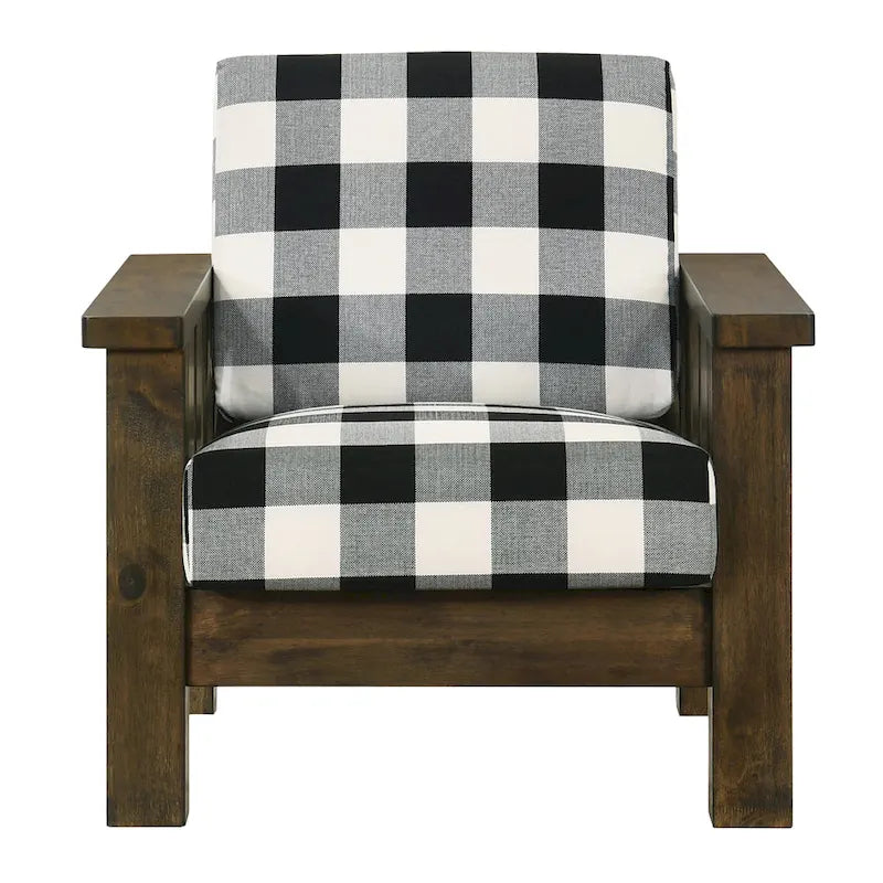 Sedia imbottita Jimo Rustic Oak in tessuto di lino di Furniture of America