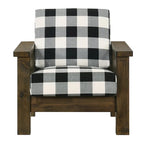 Sedia imbottita Jimo Rustic Oak in tessuto di lino di Furniture of America