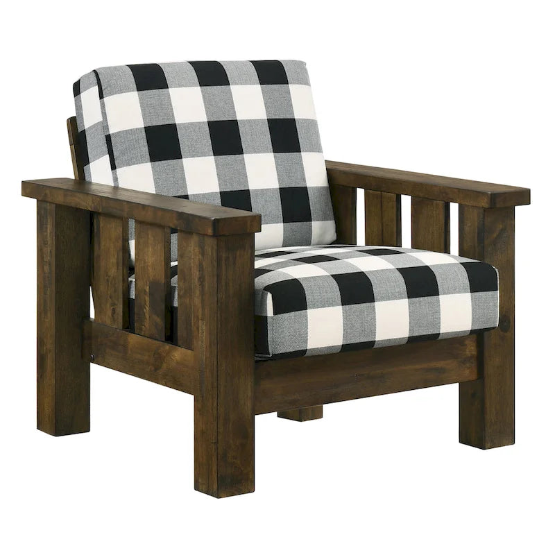 Sedia imbottita Jimo Rustic Oak in tessuto di lino di Furniture of America