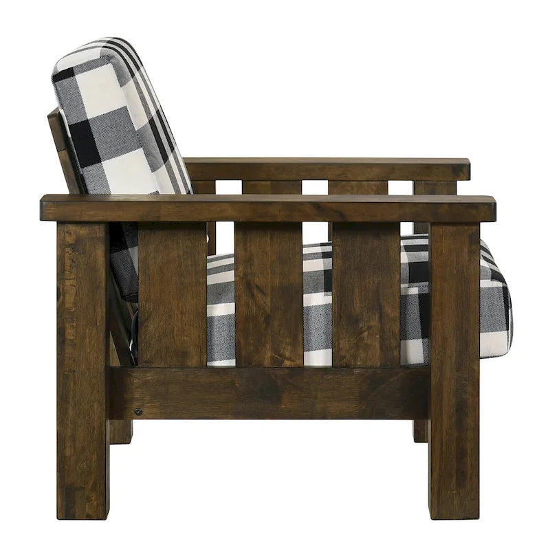 Sedia imbottita Jimo Rustic Oak in tessuto di lino di Furniture of America