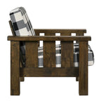 Sedia imbottita Jimo Rustic Oak in tessuto di lino di Furniture of America
