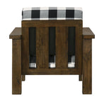 Sedia imbottita Jimo Rustic Oak in tessuto di lino di Furniture of America