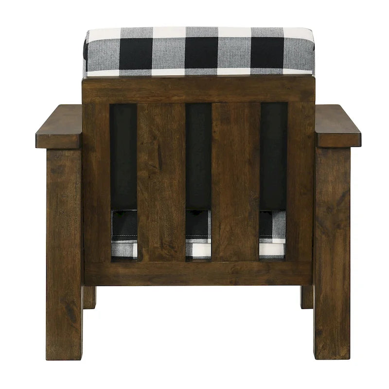 Sedia imbottita Jimo Rustic Oak in tessuto di lino di Furniture of America