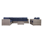 LSI Outdoor 10 piece Sunbrella Navyblue Sofa Set With Cushions