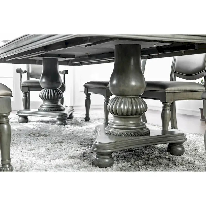 Tavolo da pranzo espandibile Tima di Furniture of America, grigio, in legno, 261 cm