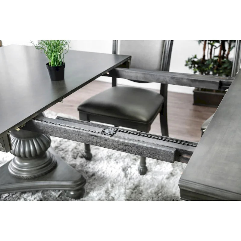 Tavolo da pranzo espandibile Tima di Furniture of America, grigio, in legno, 261 cm