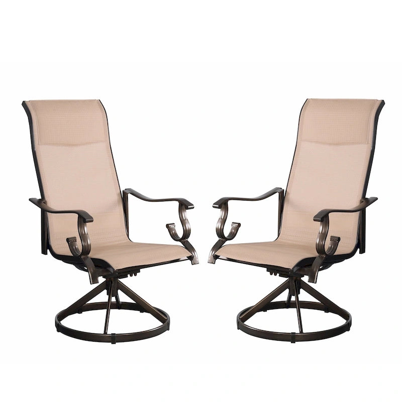Set di 2 sedie da pranzo girevoli a dondolo Westin Sling Patio - Bronzo/Marrone chiaro