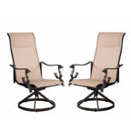 Set of 2 Westin Swivel Rocking Sling Patio Dining Chairs- Bronze/Tan