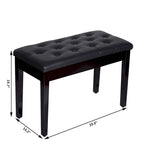 HOMCOM Traditional Country Birchwood Faux Leather Padded 2 Person Piano Bench - Black