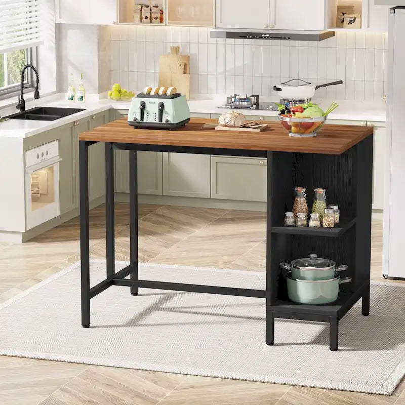 43 Wide Kitchen Island, Kitchen Counter Table with 5 Open Shelves